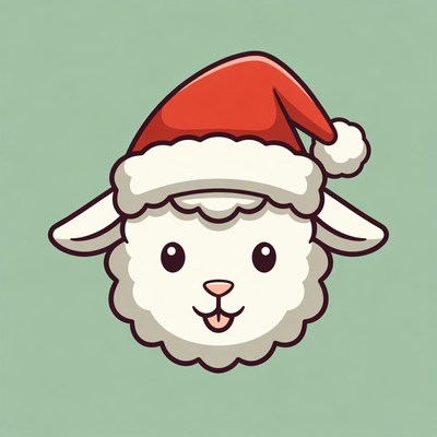 Sheep Wearing Santa Hat