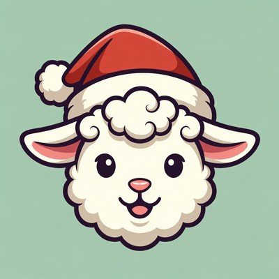 Cute Sheep Wearing Santa Hat