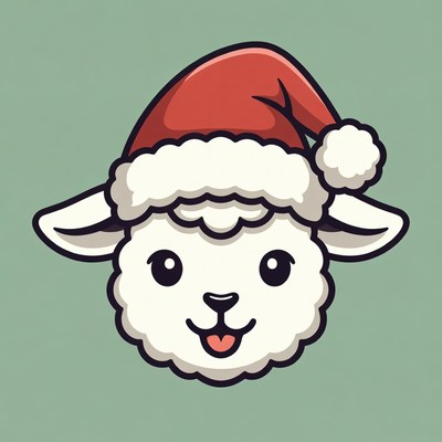 Sheep Wearing Santa Hat