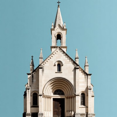 White Gothic Church Steeple