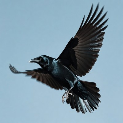 Black crow flying in sky