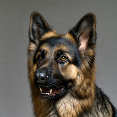 German Shepherd dog smiling