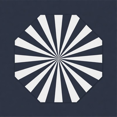 Octagon Radial White Rays on Navy