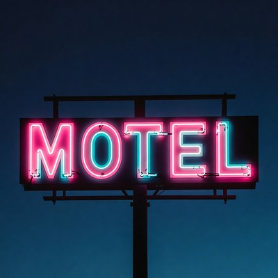 Glowing Pink Motel Neon Sign