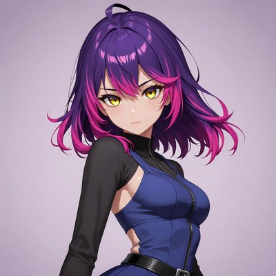 Anime girl in blue bodysuit