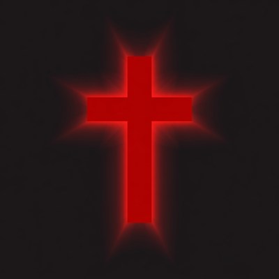 Glowing Red Cross on Black
