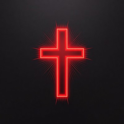 Glowing Red Neon Cross