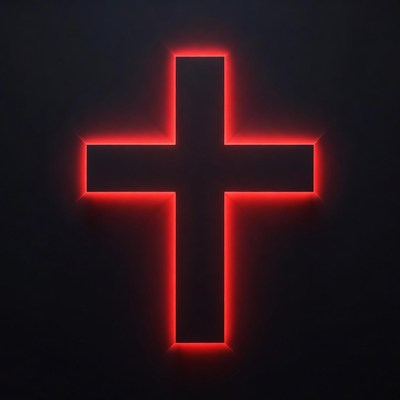 Glowing Red Cross on Black