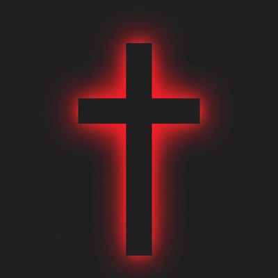 Red Glowing Cross on Black