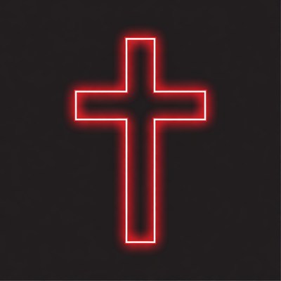 Glowing Red Neon Cross
