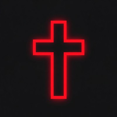 Red Neon Cross Outline