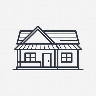 Line drawing house with porch