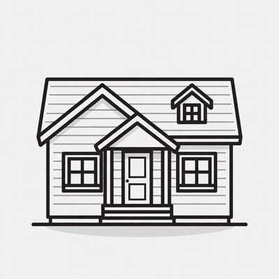 Line drawing of house with porch