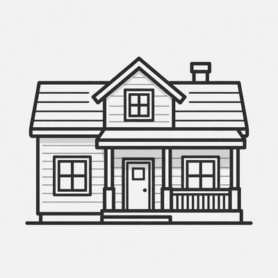 Line Art House with Porch