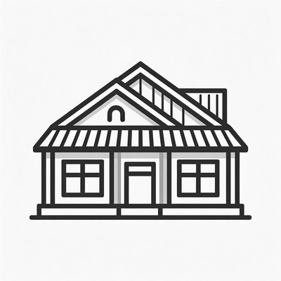 Line Art House Illustration