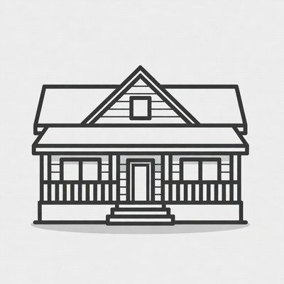 Line drawing of house with porch