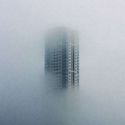 Tall Skyscraper in Dense Fog
