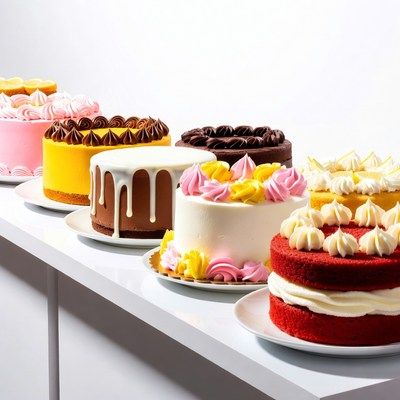 Assortment of Colorful Layered Cakes