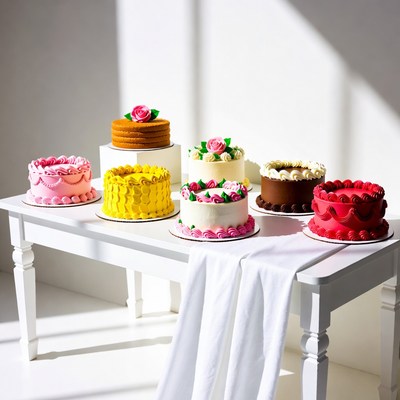 Colorful Layered Cakes on White Table