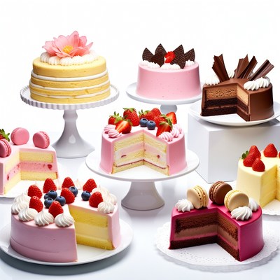 Assortment of Colorful Layered Cakes