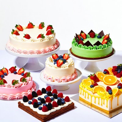 Assortment of Fresh Fruit Cakes