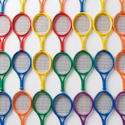 Colorful Plastic Tennis Rackets Grid