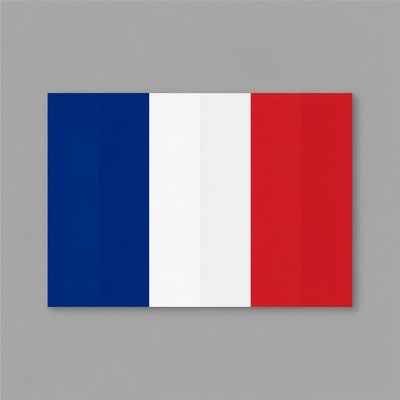 French Flag on Gray Background