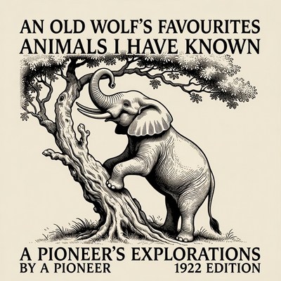 Elephant leaning on tree illustration