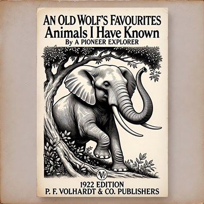Vintage Book Cover Elephant Illustration