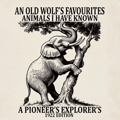 Elephant Leaning on Tree Illustration