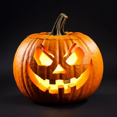 Lit Jack-o-Lantern Pumpkin