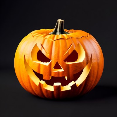 Jack-o'-lantern pumpkin on black background
