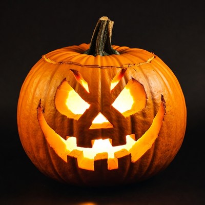 Jack-o'-lantern pumpkin with glowing face