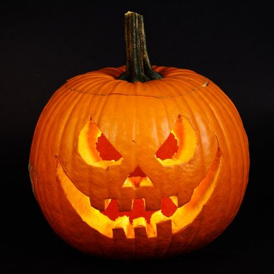Lit Jack-o'-lantern pumpkin
