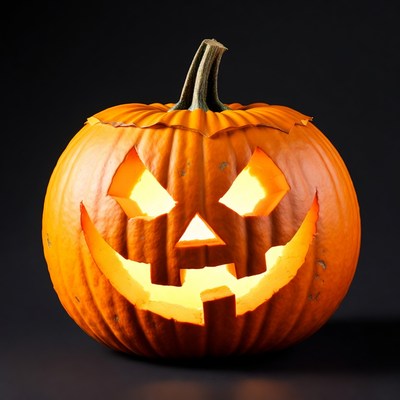 Jack-o'-lantern pumpkin on black background