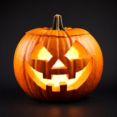 Lit Jack-o'-lantern pumpkin