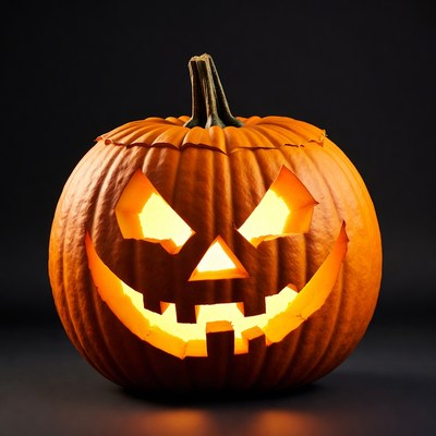 Jack-o'-lantern pumpkin on black background