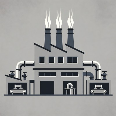 Industrial Factory with Smokestacks