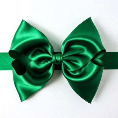 Green Satin Bow Isolated
