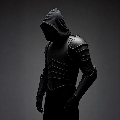 Hooded Knight in Black Armor