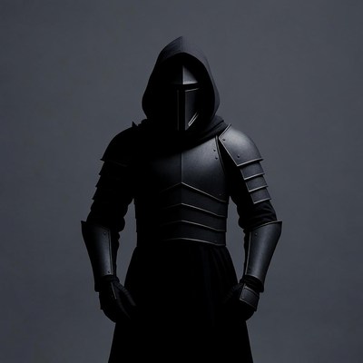 Man in Black Hooded Knight Armor