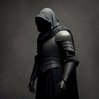 Hooded knight in dark armor