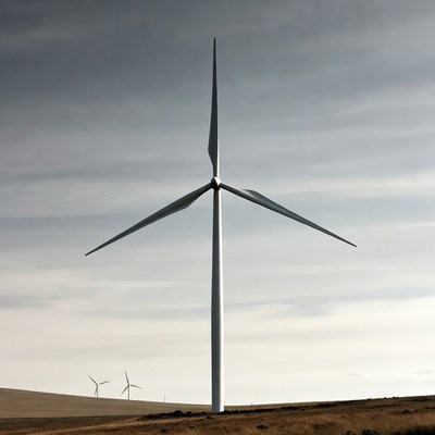 Wind Turbine in Grassy Field