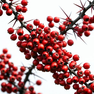Red Berries on Thorny Branches