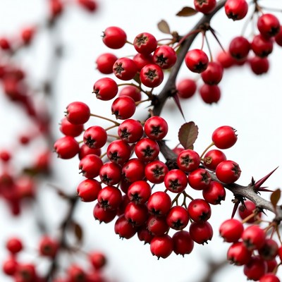 Red Berries on Thorny Branches