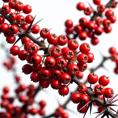 Red Berries on Thorny Branches