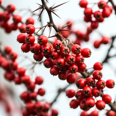 Red Berries on Thorny Branches
