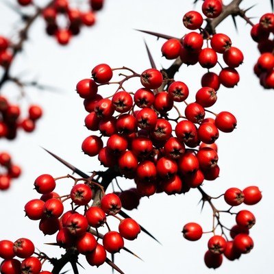 Red Berries on Thorny Branches