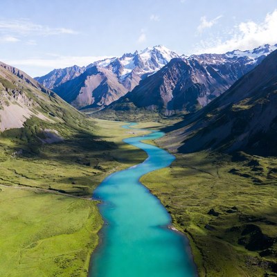 Turquoise River in Mountain Valley
