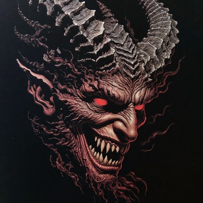 Demonic devil face illustration